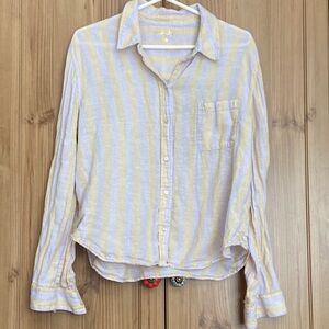 Lilly Pulitzer Striped Lilac Linen Blouse L GUC